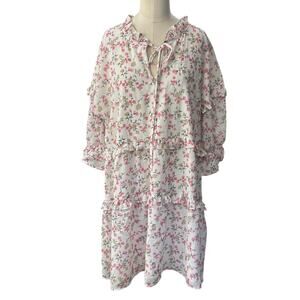 ASOS Influence Pink and Green floral tiered  Mini Sundress NEW Size 16